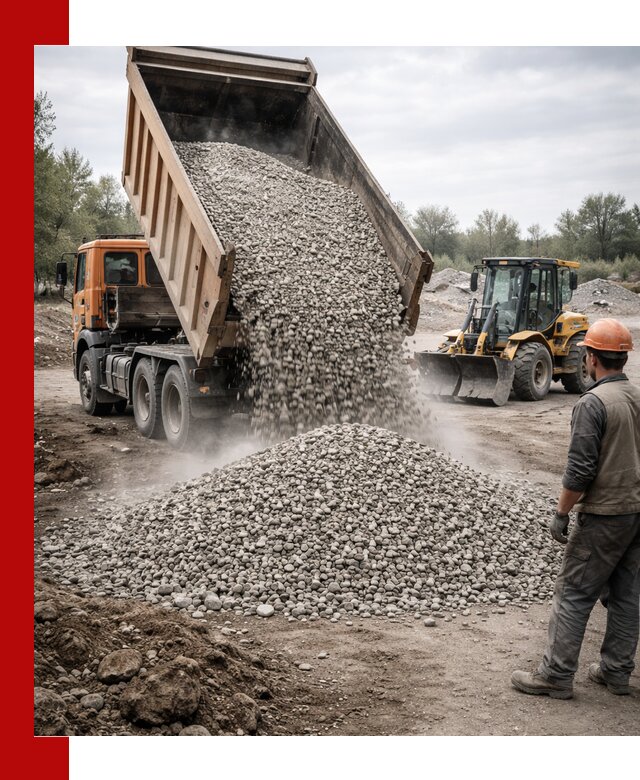 Доставка щебня в Рыбинске крупными и мелкими фракциями