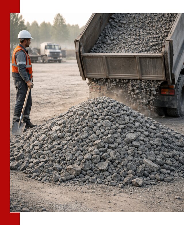 Гранитный щебень фракции 100–201 для строительства в Рыбинске