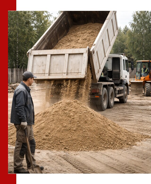Доставка и продажа песка с разгрузкой в Рыбинске