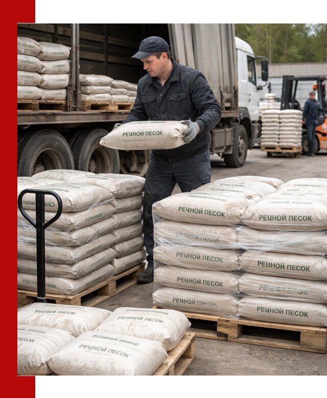Речной песок в мешках с доставкой в Рыбинске