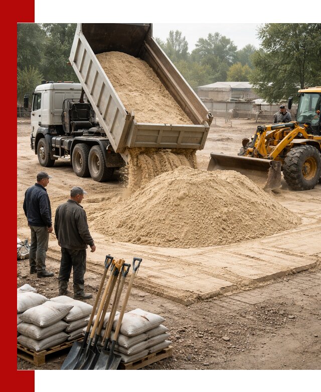 Доставка мытого песка в Рыбинске с самосвалами по выгодной цене