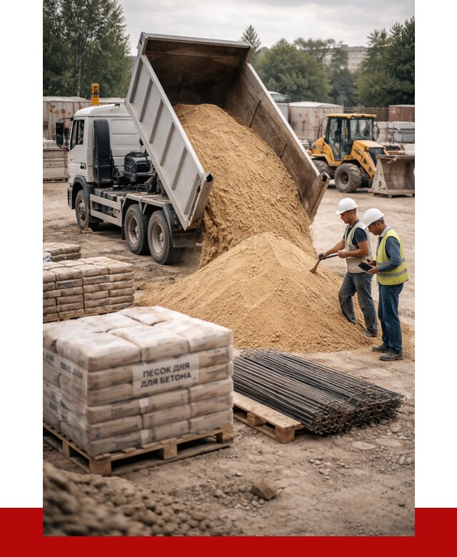 Песок для бетона в Рыбинске от 2602 р. с доставкой, ПРОНЕРУДРбн