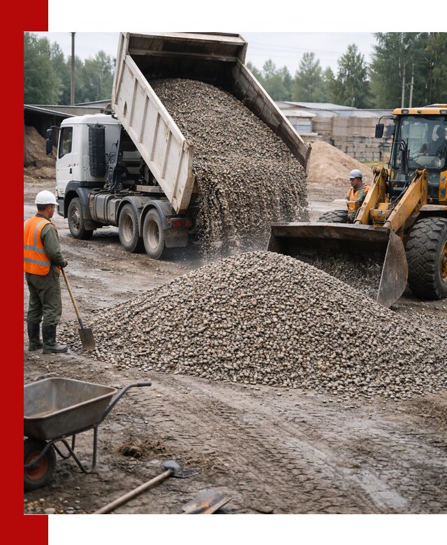 Мытый гравий с доставкой в Рыбинске от карьера до участка