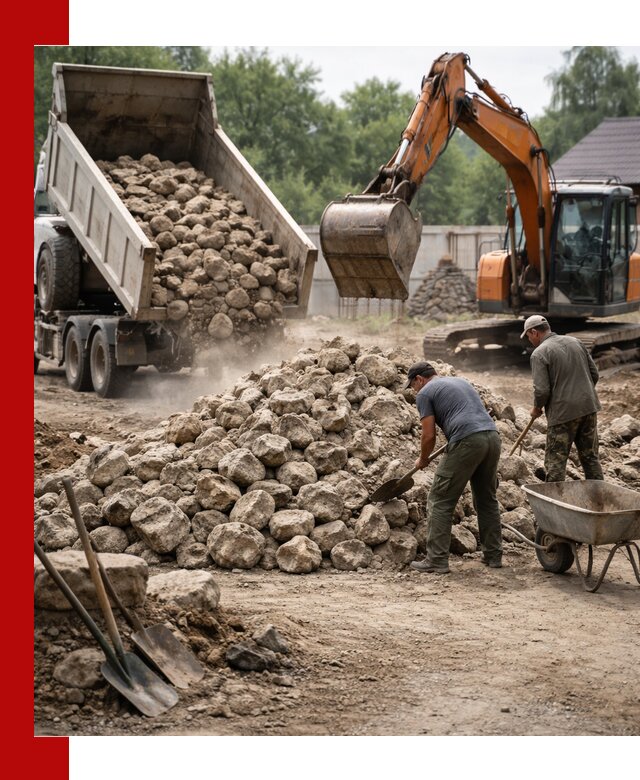 Доставка и разгрузка бутового камня в Рыбинске