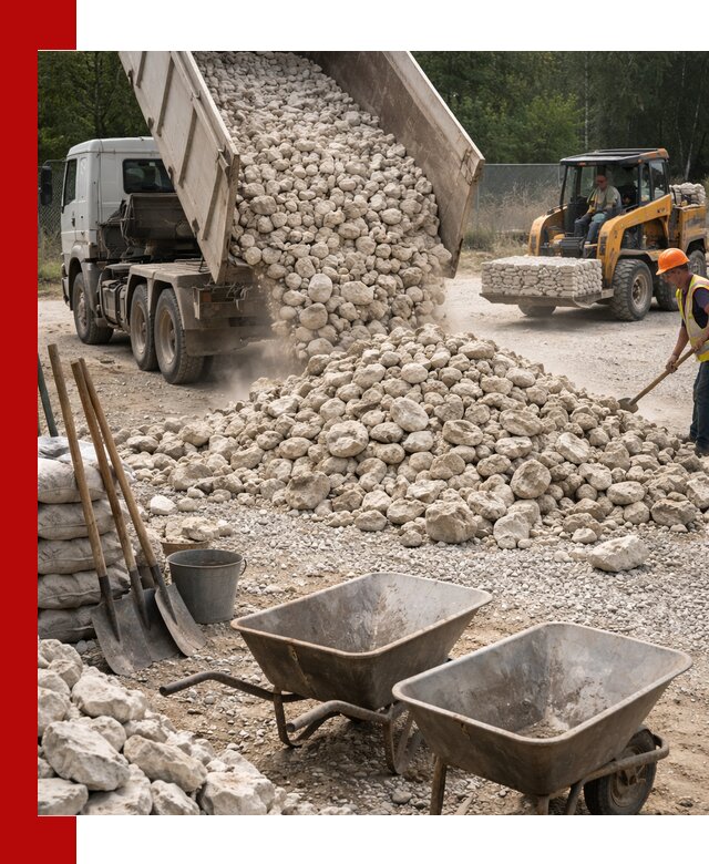 Доставка и продажа бутового известнякового камня в Рыбинске