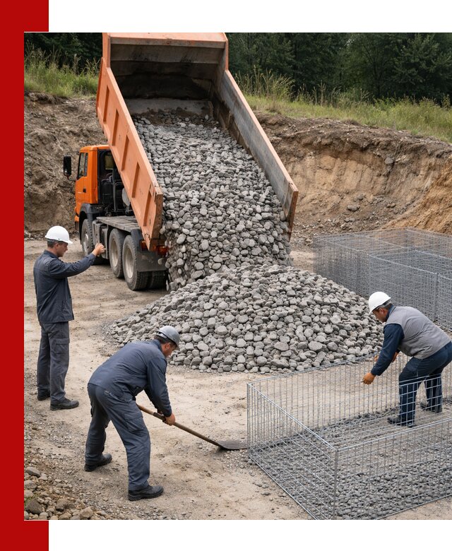 Камень для габионов с доставкой в Рыбинске быстро и надёжно