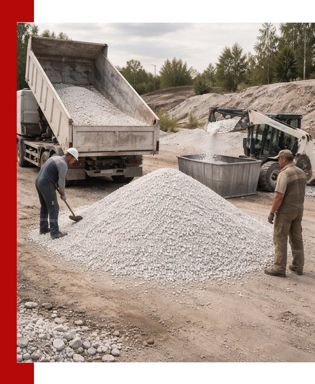 Доставка и продажа белой мраморной крошки в Рыбинске