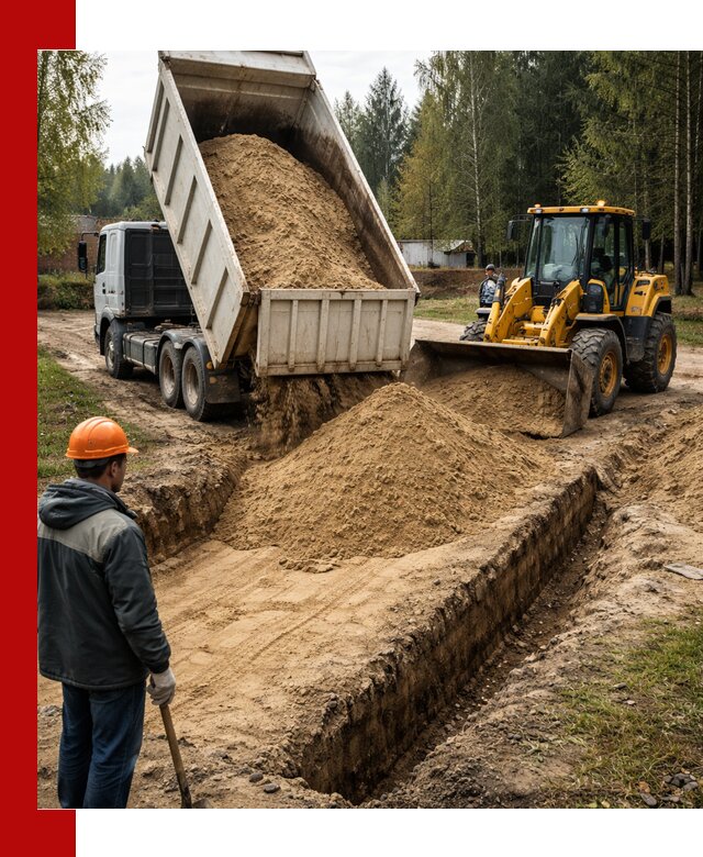 Доставка песчаного грунта в Рыбинске для строительных работ