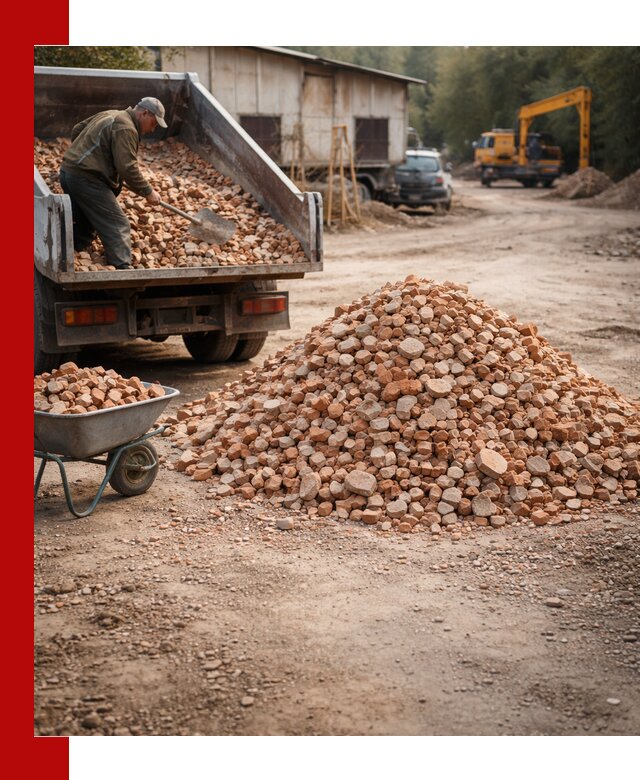 Доставка и подушка из боя кирпича с разгрузкой в Рыбинске