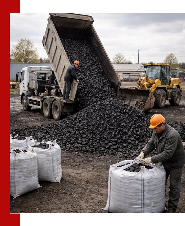 Доставка каменного угля в Рыбинске оптом и в розницу